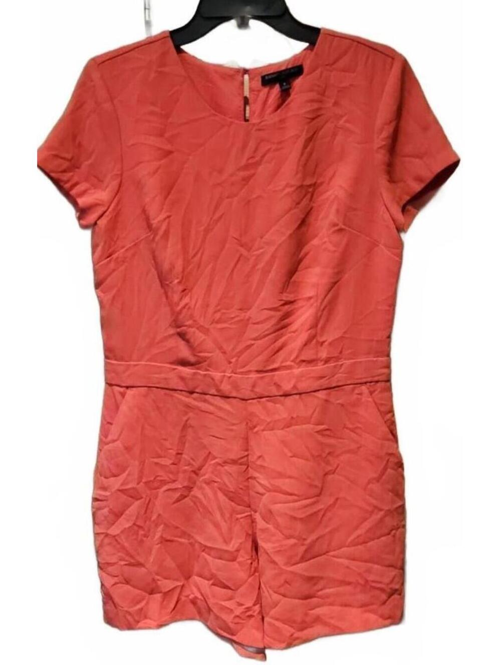 Banana Republic Womens Coral Pink Short Sleeve Romper Size 8 Pocketed Crepe